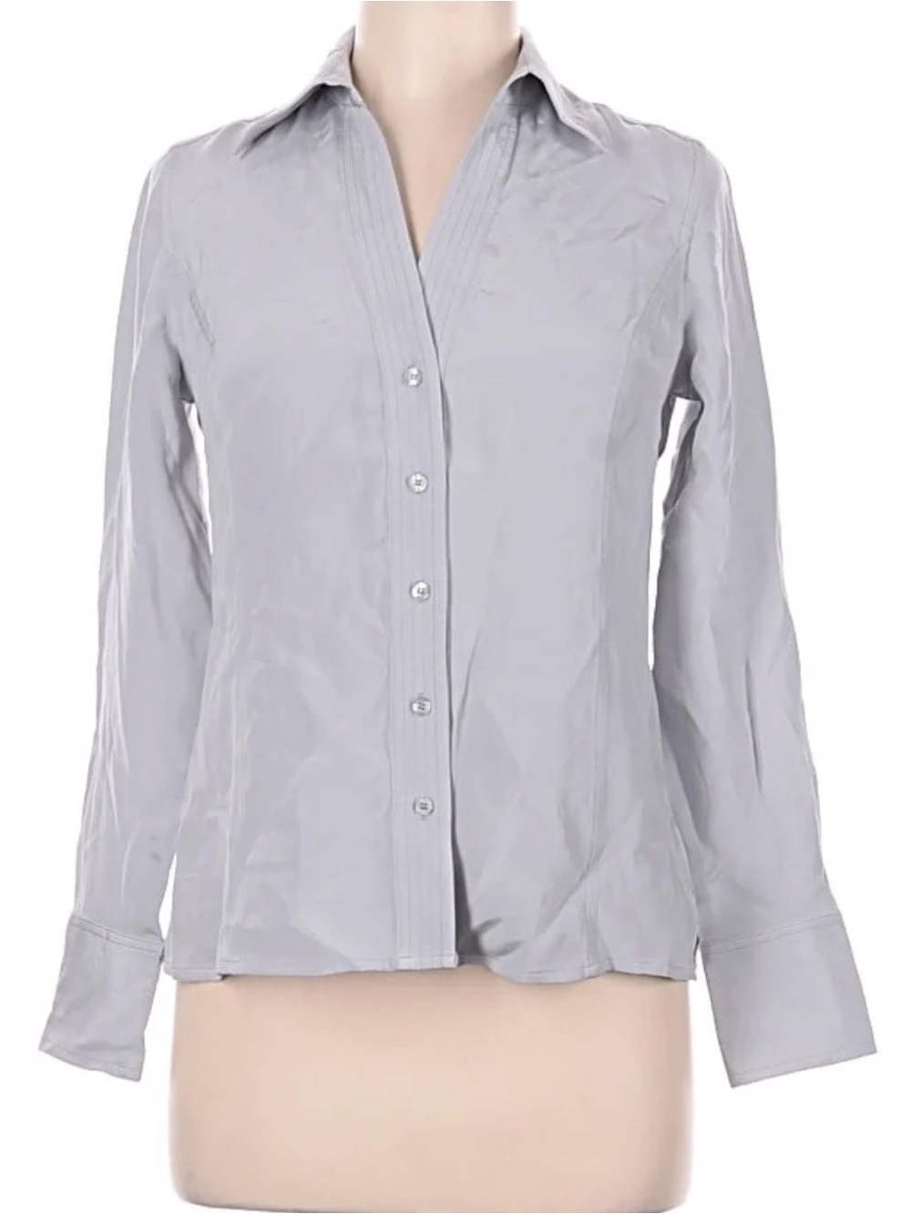 Fair Indigo Light Gray Women's Button-Down Fitted Silk Shirt